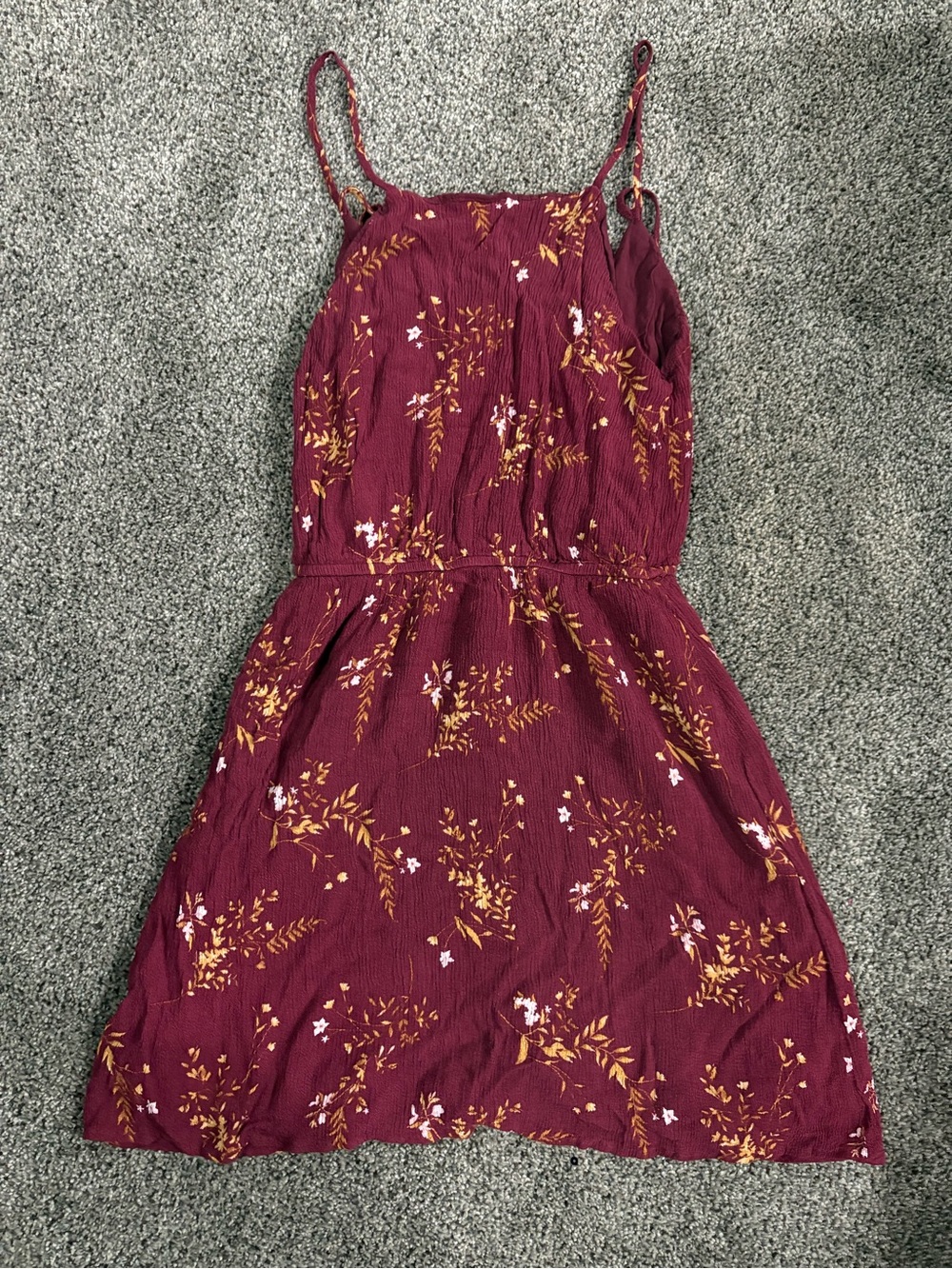Forever 21 Burgundy Floral Spaghetti Strap Mini Dress
